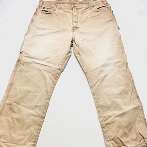 Dickies Carpenter Pants Men 42x30 Brown Cotton High Rise Relaxed Fit Hammer Loop